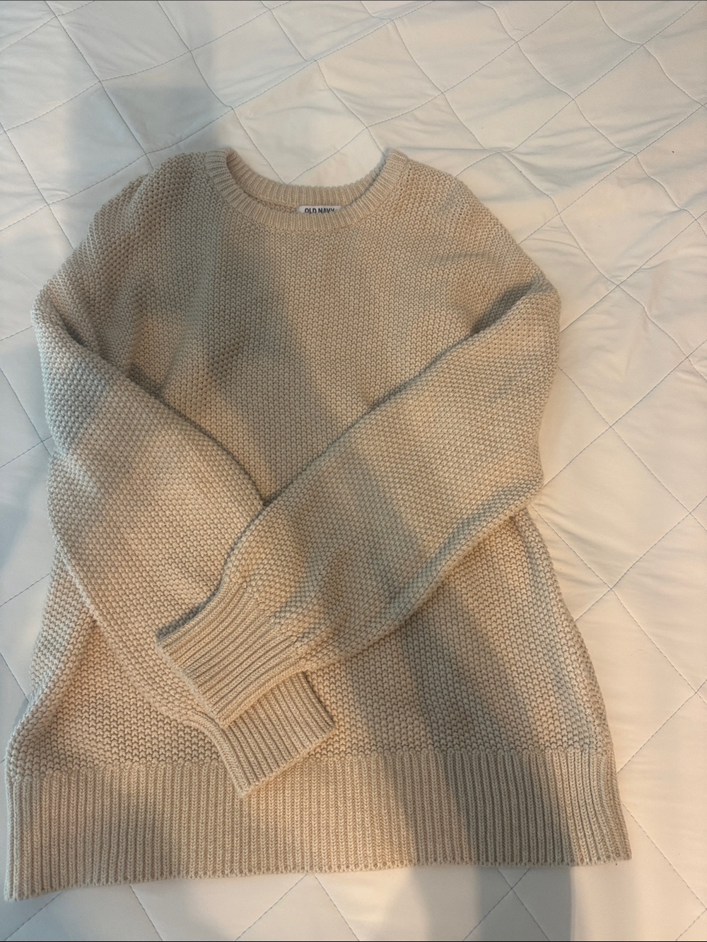 Old Navy Cream Textured Crewneck Sweater